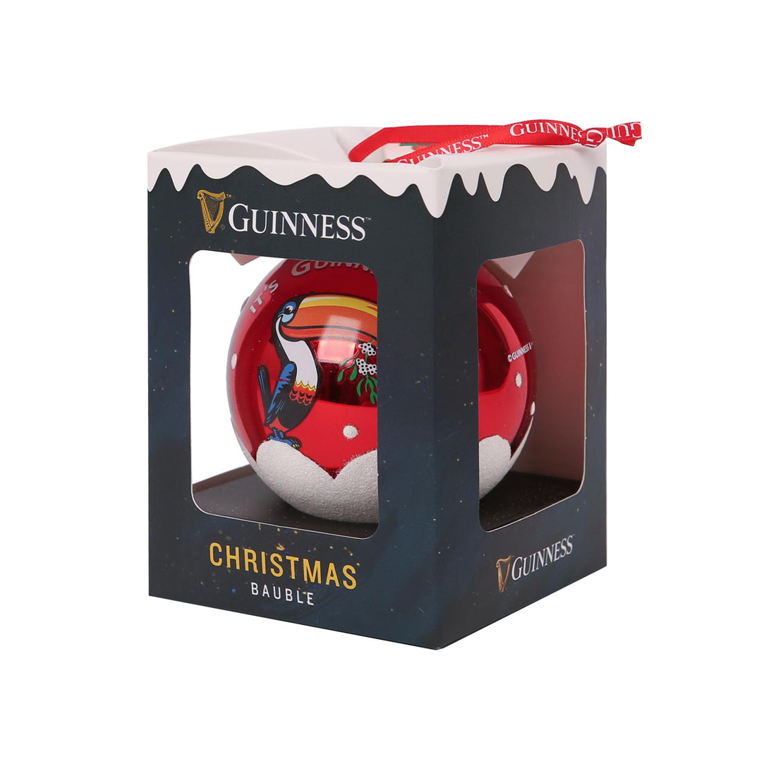 Guinness Toucan Christmas Bauble - 8cm - Red
