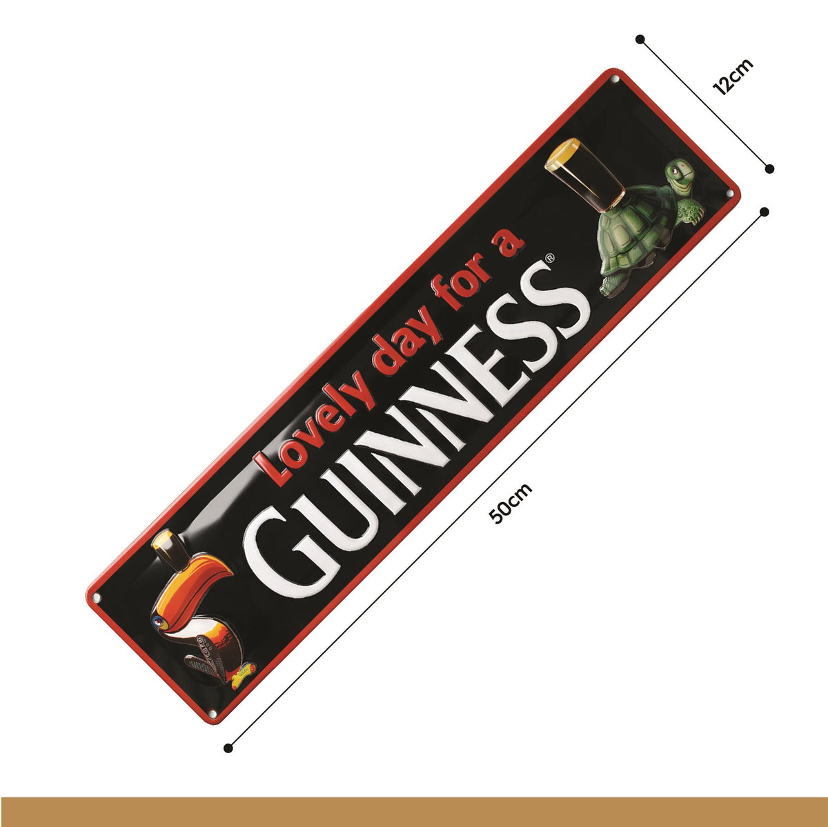 Guinness Toucan Metal Tin Sign - 50 x 12cm - Black/Red