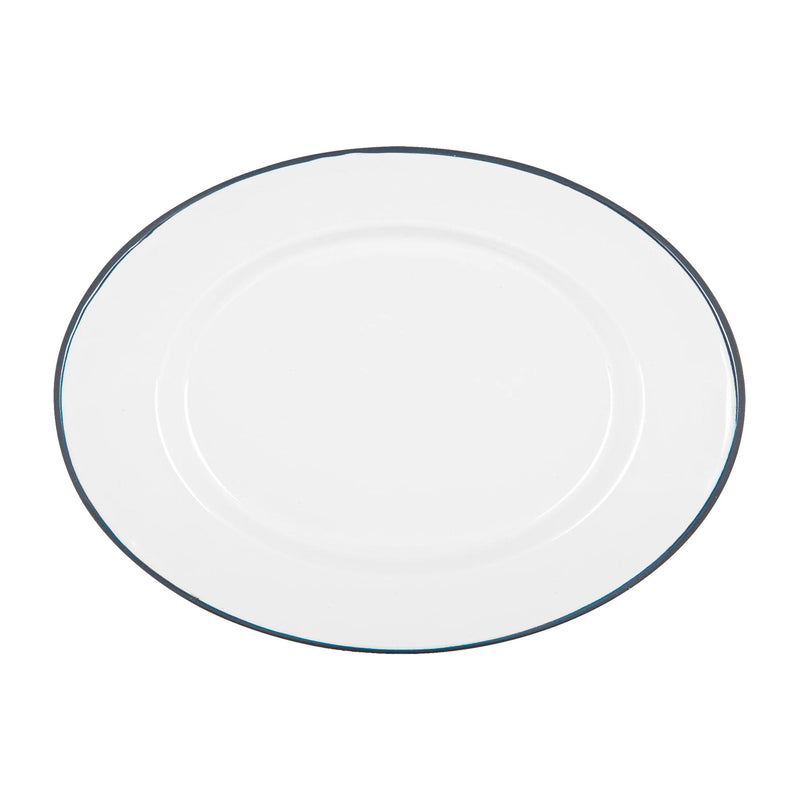 White Enamel Serving Platter - 30cm x 22cm - By Argon Tableware