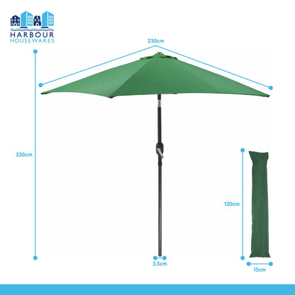 2.3M Tilting Garden Parasol - Green