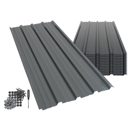 Corrugated Metal Roofing Sheets - 110 x 46cm - Anthracite - Pack of 14