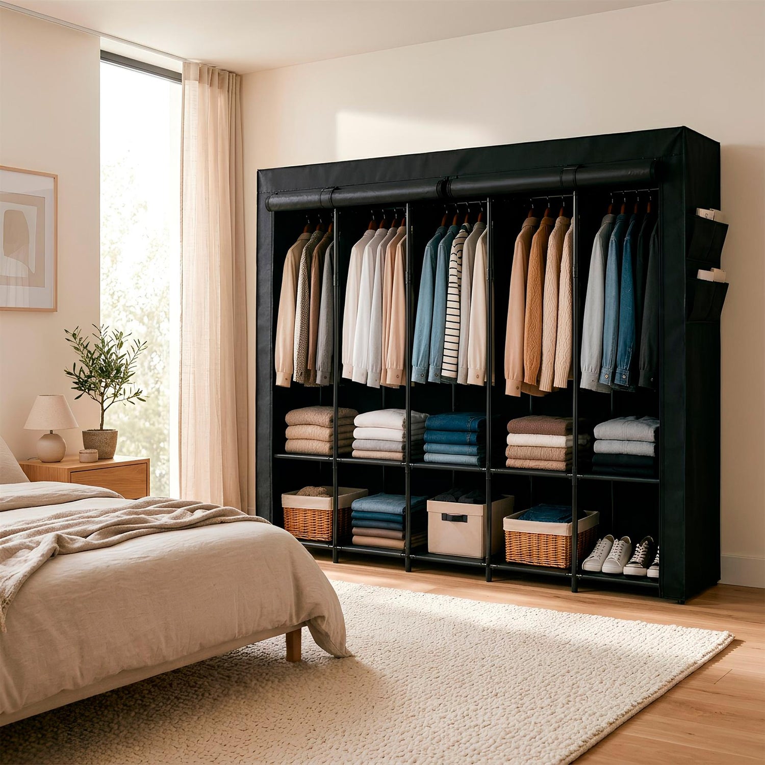 Portable Fabric Wardrobe - 211 x 45 x 167cm - Black