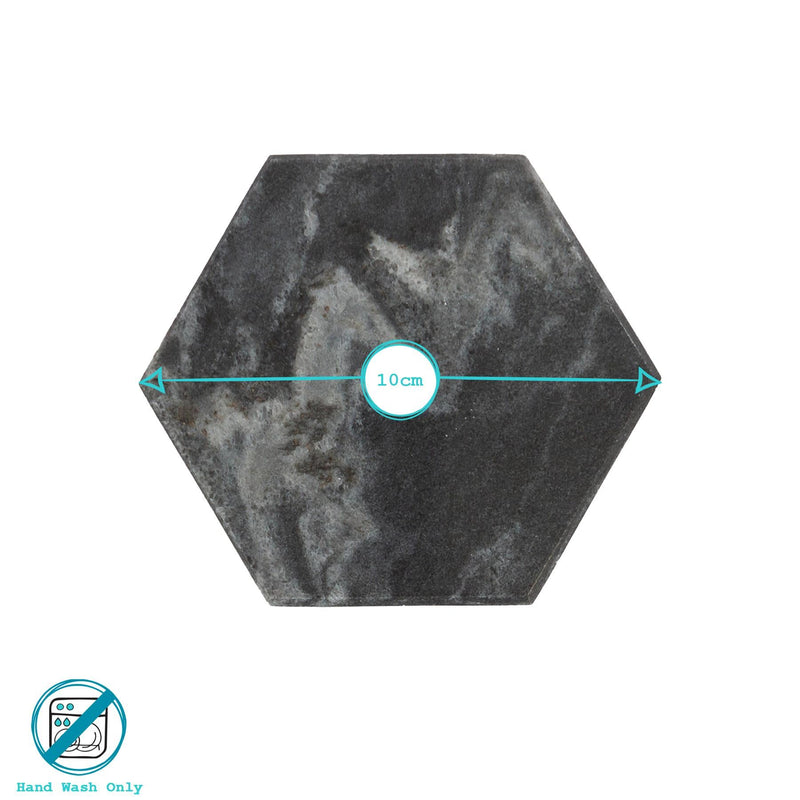 Hexagonal Marble Coaster - 10cm - By Argon Tableware