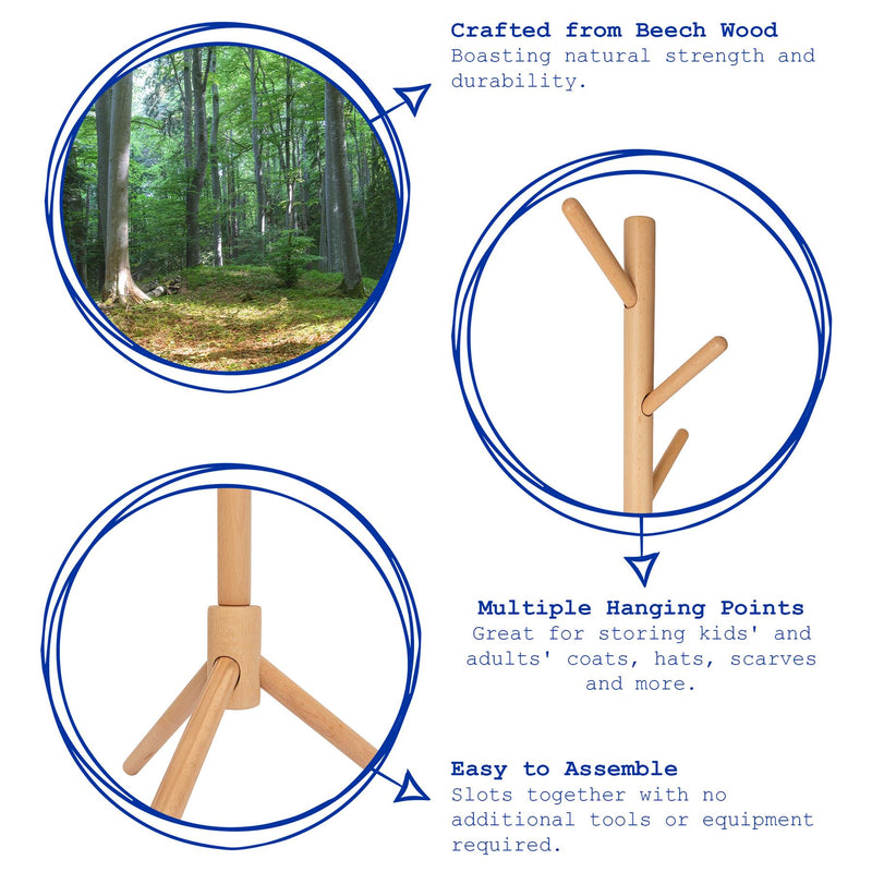 Free-Standing Wooden Coat Rack