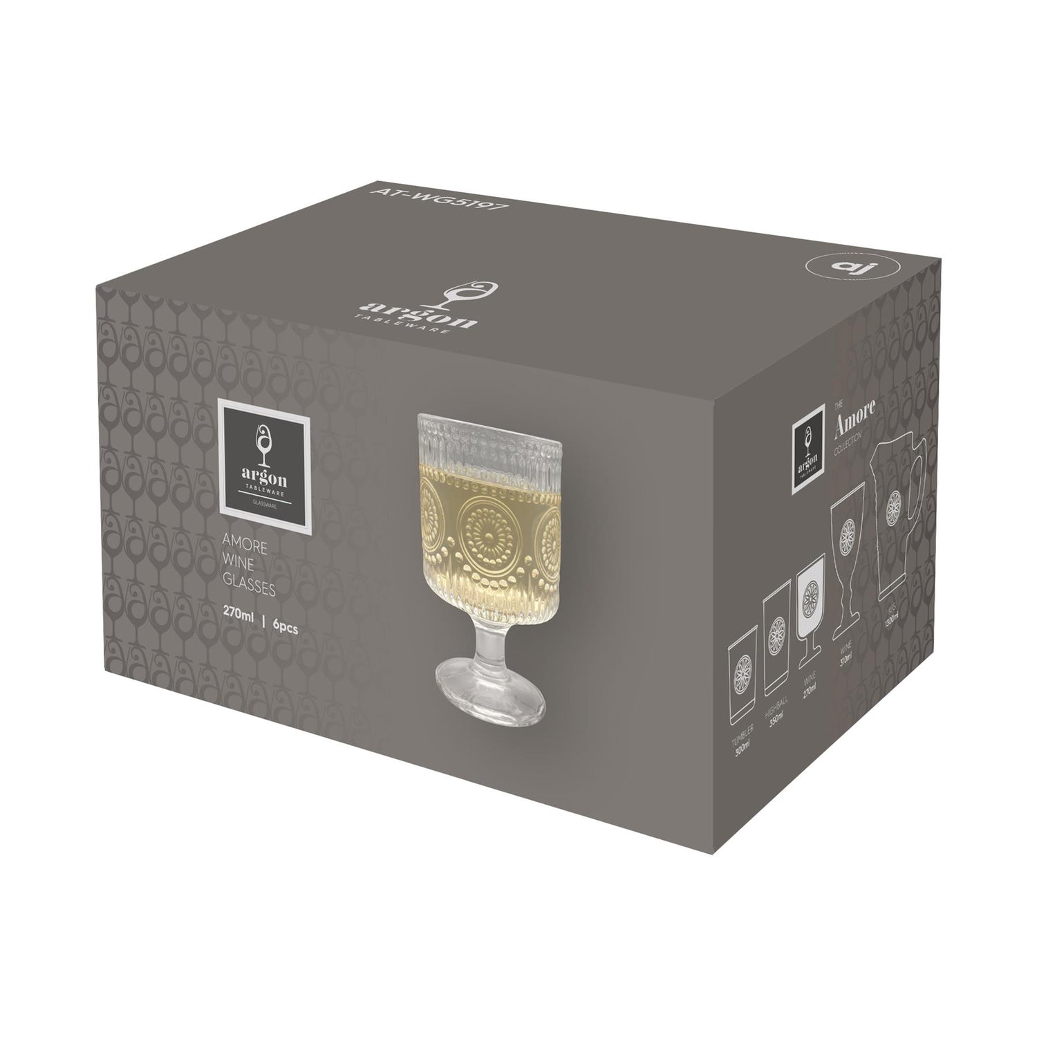 270ml Amore Ribbed Wine Glass