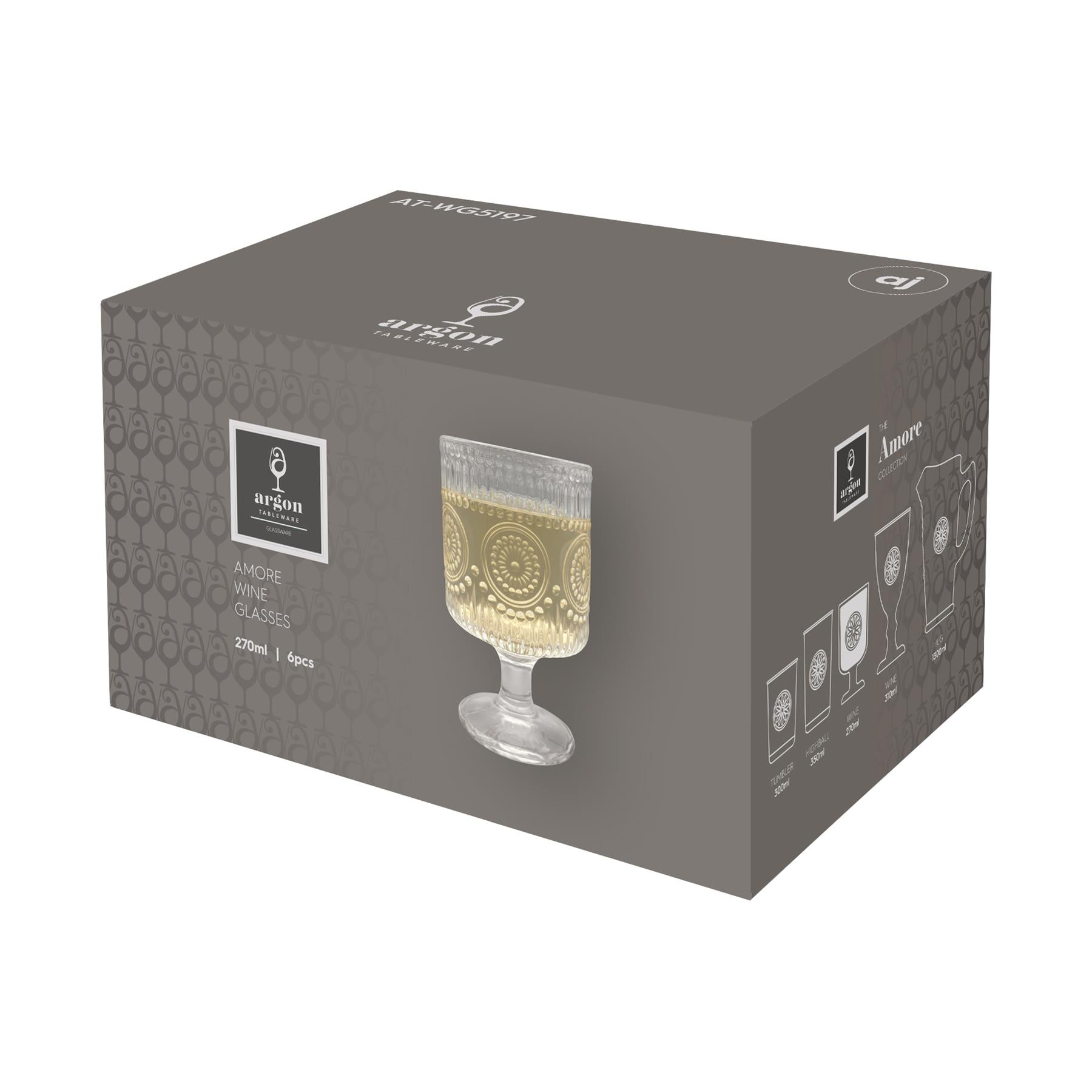 270ml Amore Ribbed Wine Glass