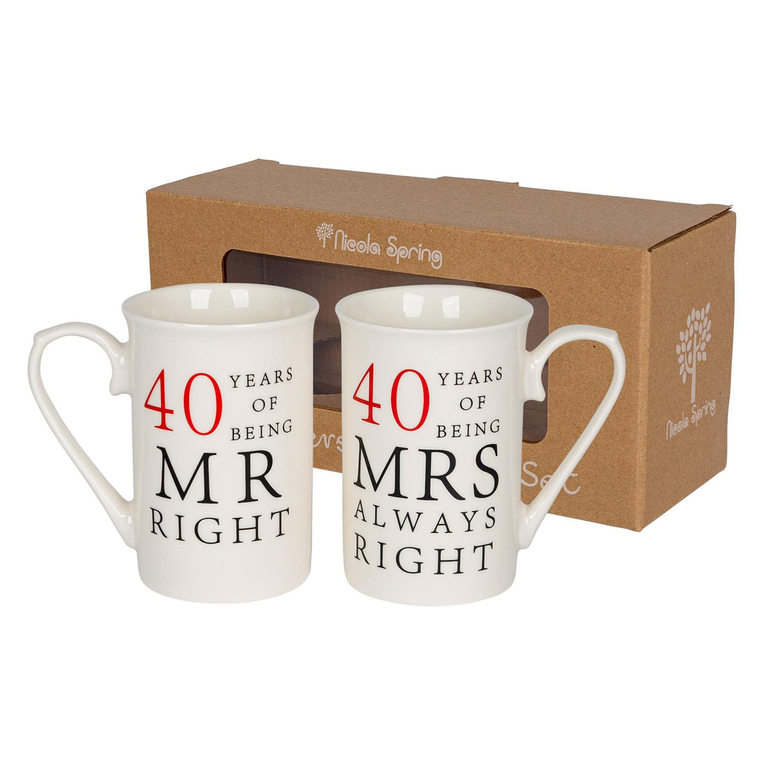 40th Anniversary New Bone China Mug Set - 300ml