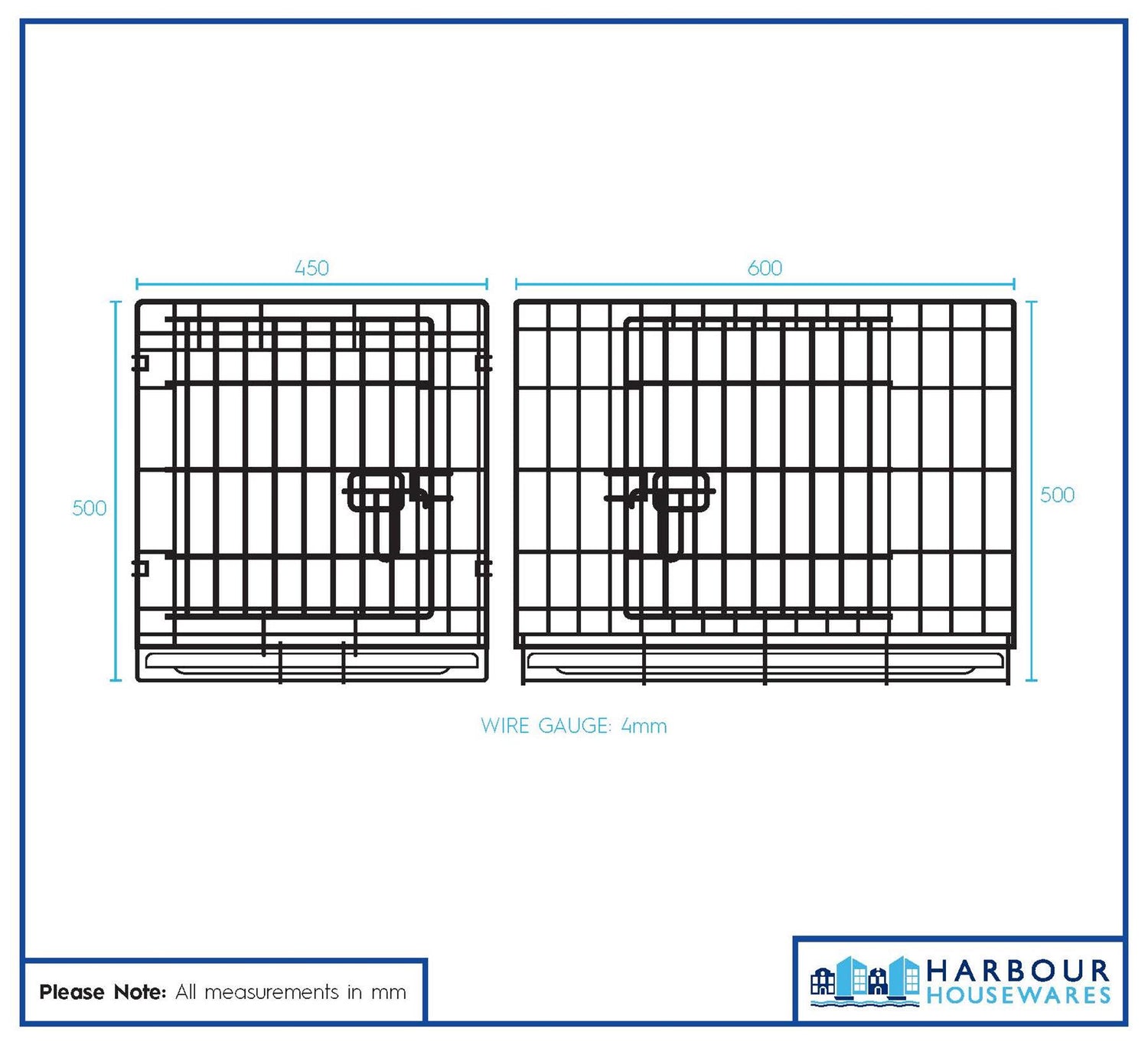 2 Door Metal Dog Crate with Removable Tray - Small