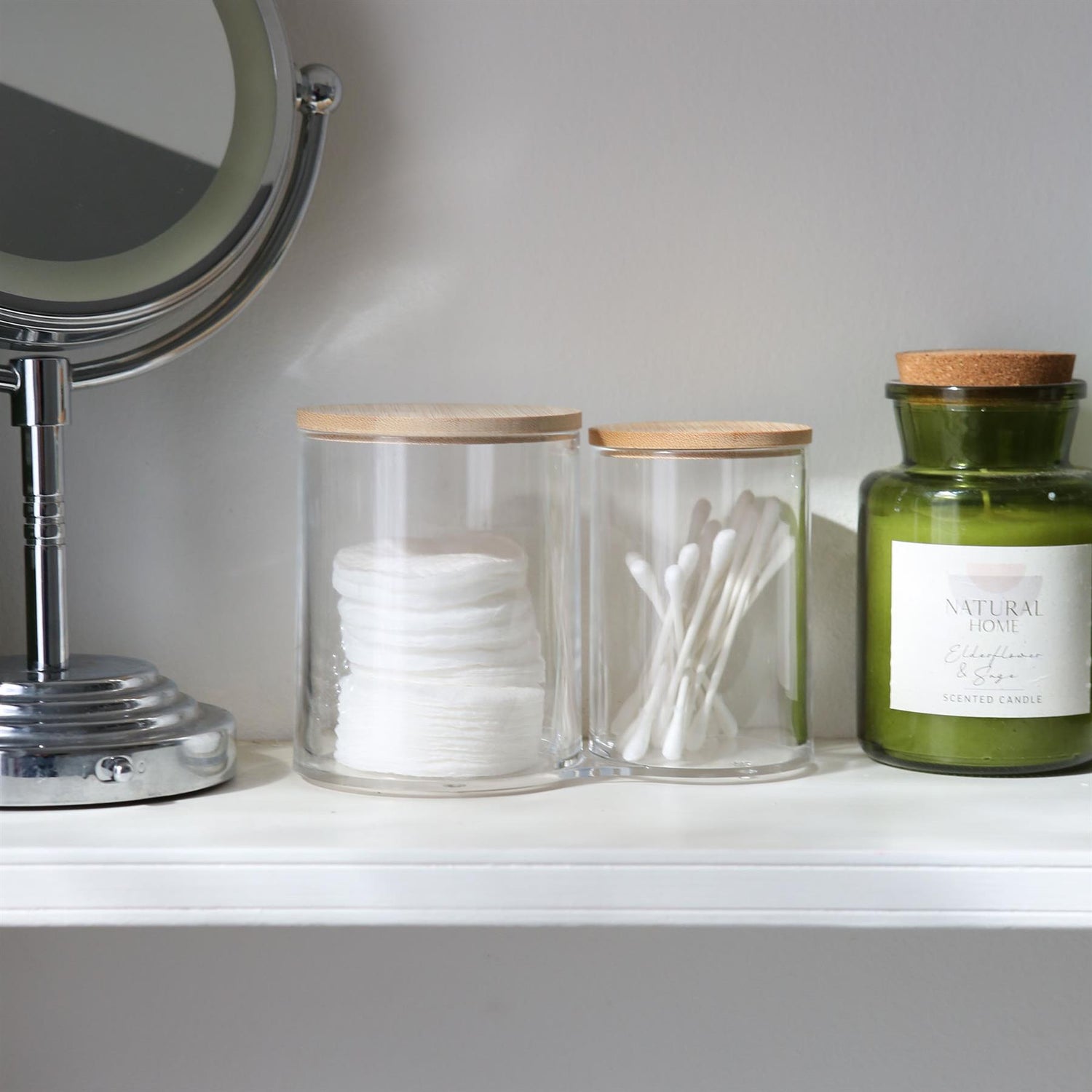 Twin Bathroom Canister with Bamboo Lid