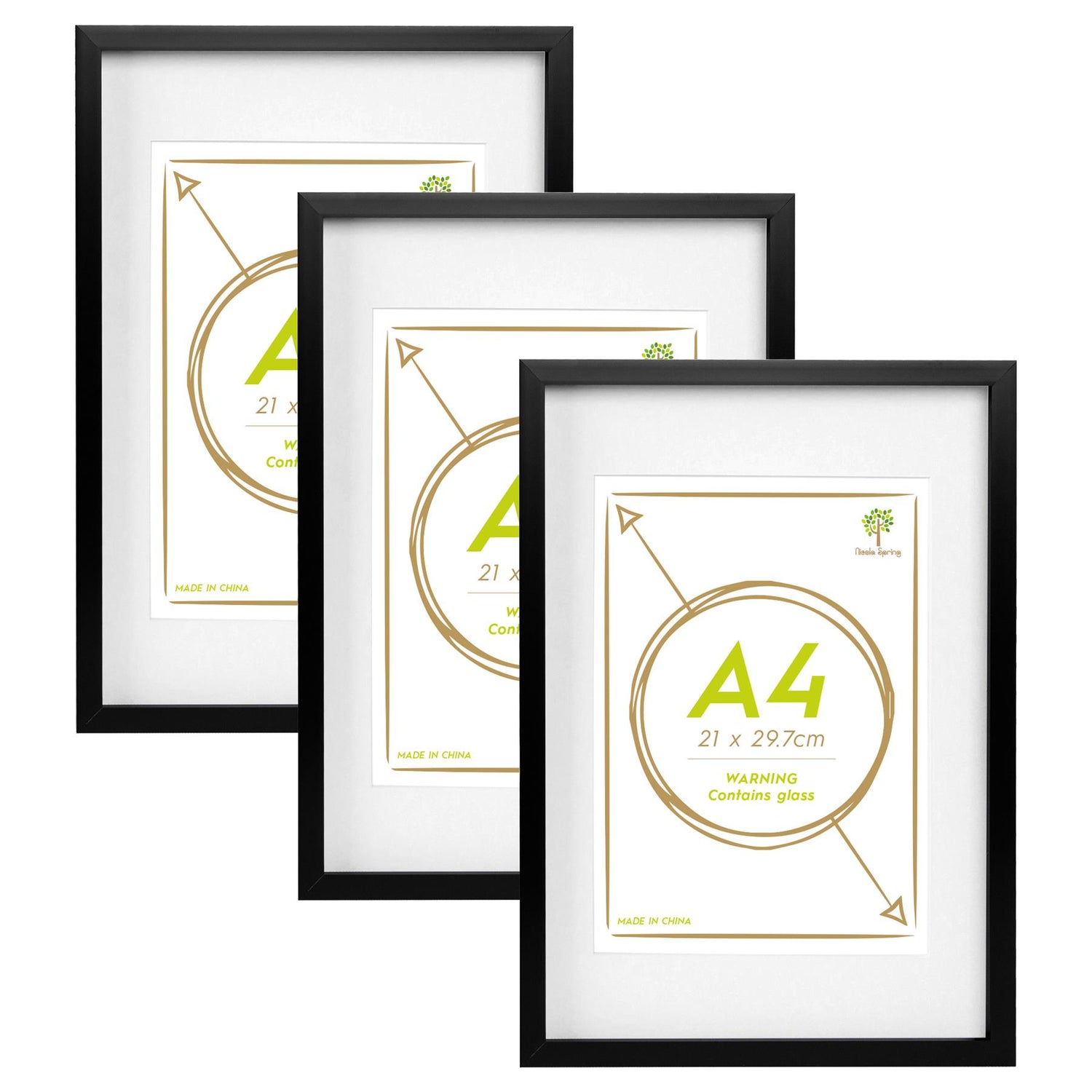 A3 (12" x 17") Photo Frames with A4 Mounts - Black - Pack of 3