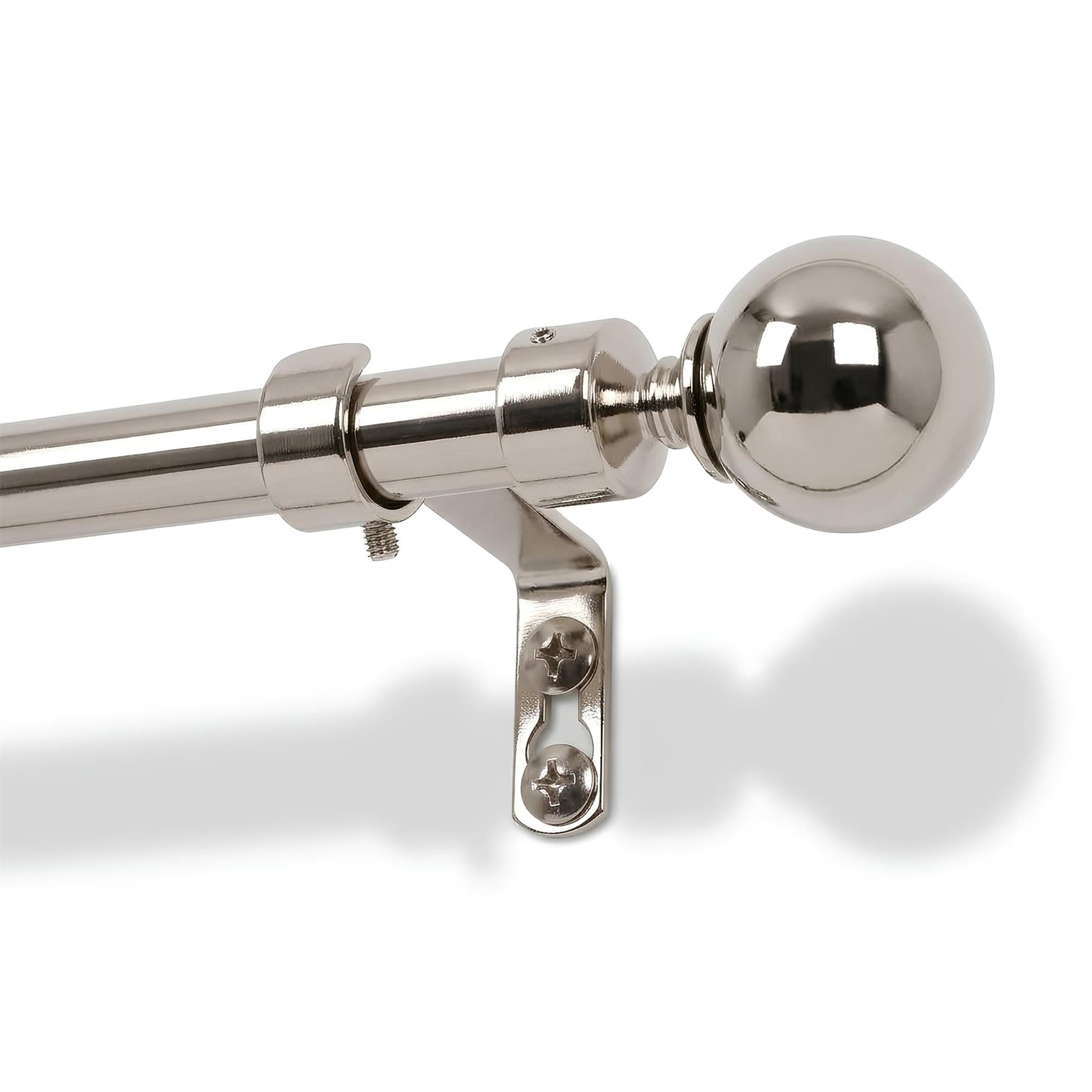 Extendable Metal Ball Curtain Pole Kit - 77 to 150cm - Brushed Nickel