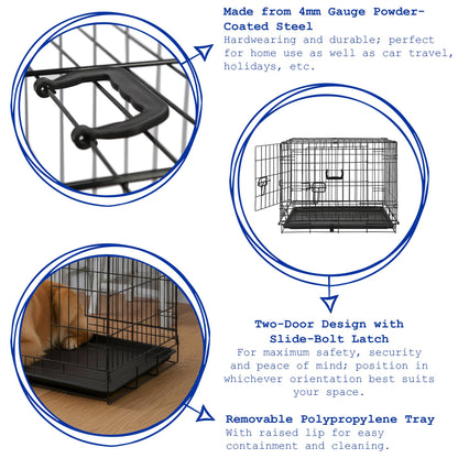 2 Door Metal Dog Crate with Removable Tray - Large