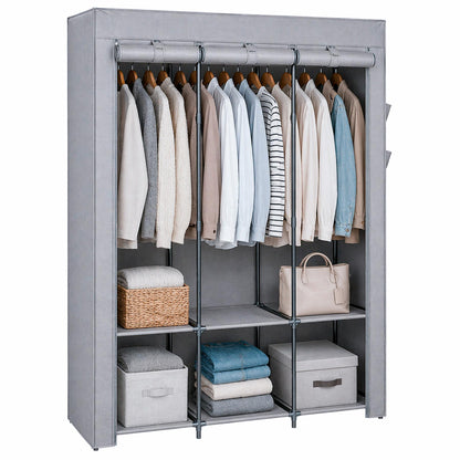 Portable Fabric Wardrobe - 130 x 45 x 167cm - Grey