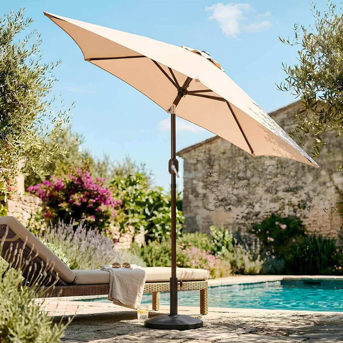 2.3M Tilting Garden Parasol - Natural