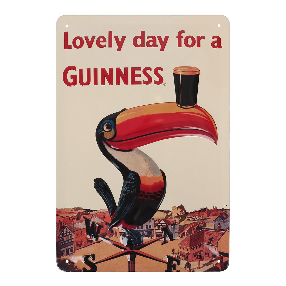 Guinness Toucan Weathervane Metal Tin Sign - 20 x 30cm - Cream