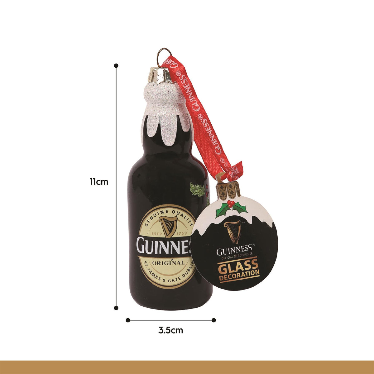 Guinness Label Bottle Christmas Tree Decoration - Black