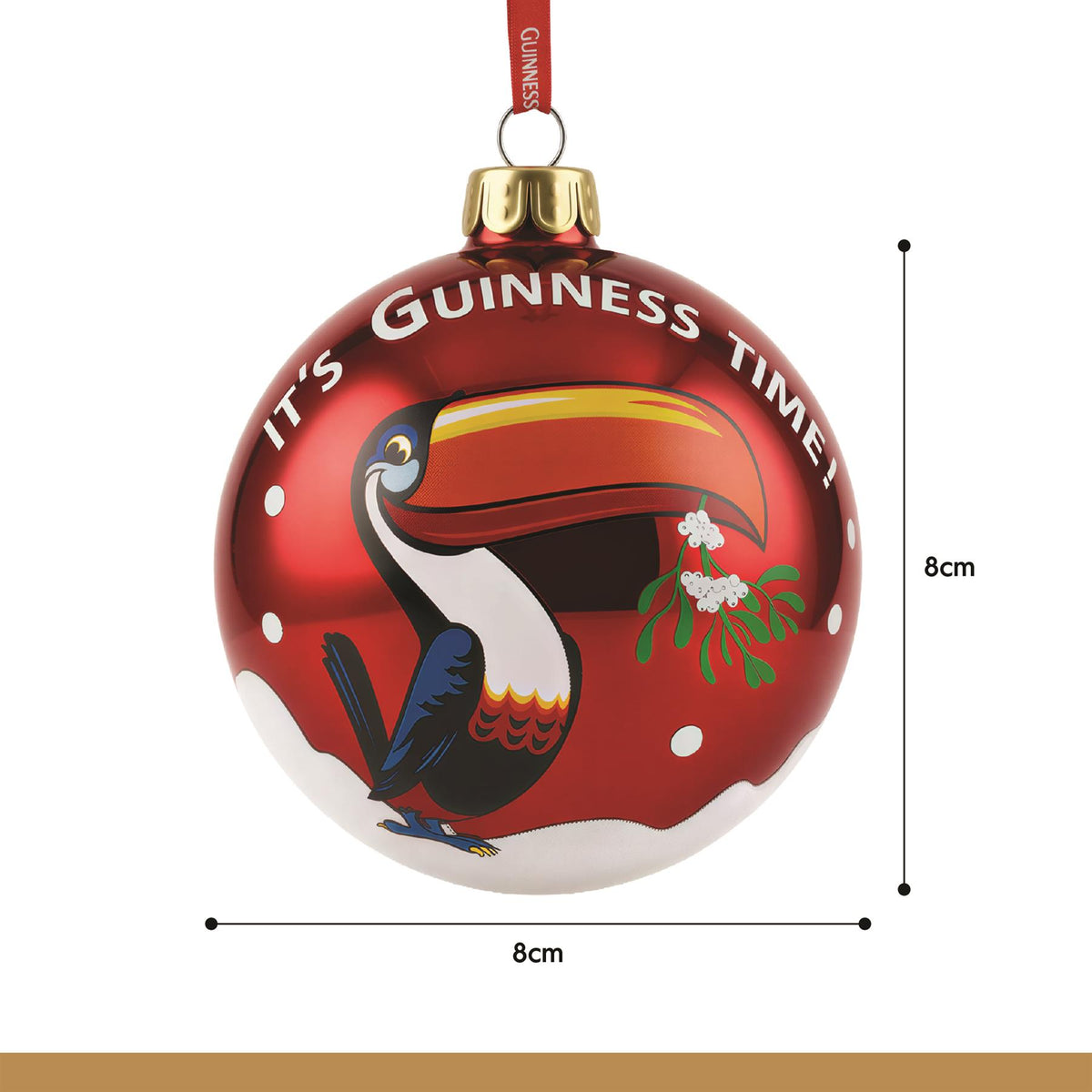 Guinness Toucan Christmas Bauble - 8cm - Red