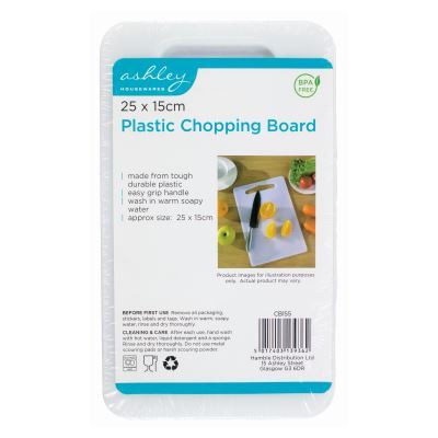 Plastic Chopping Board - 25cm x 15cm - White - By Ashley