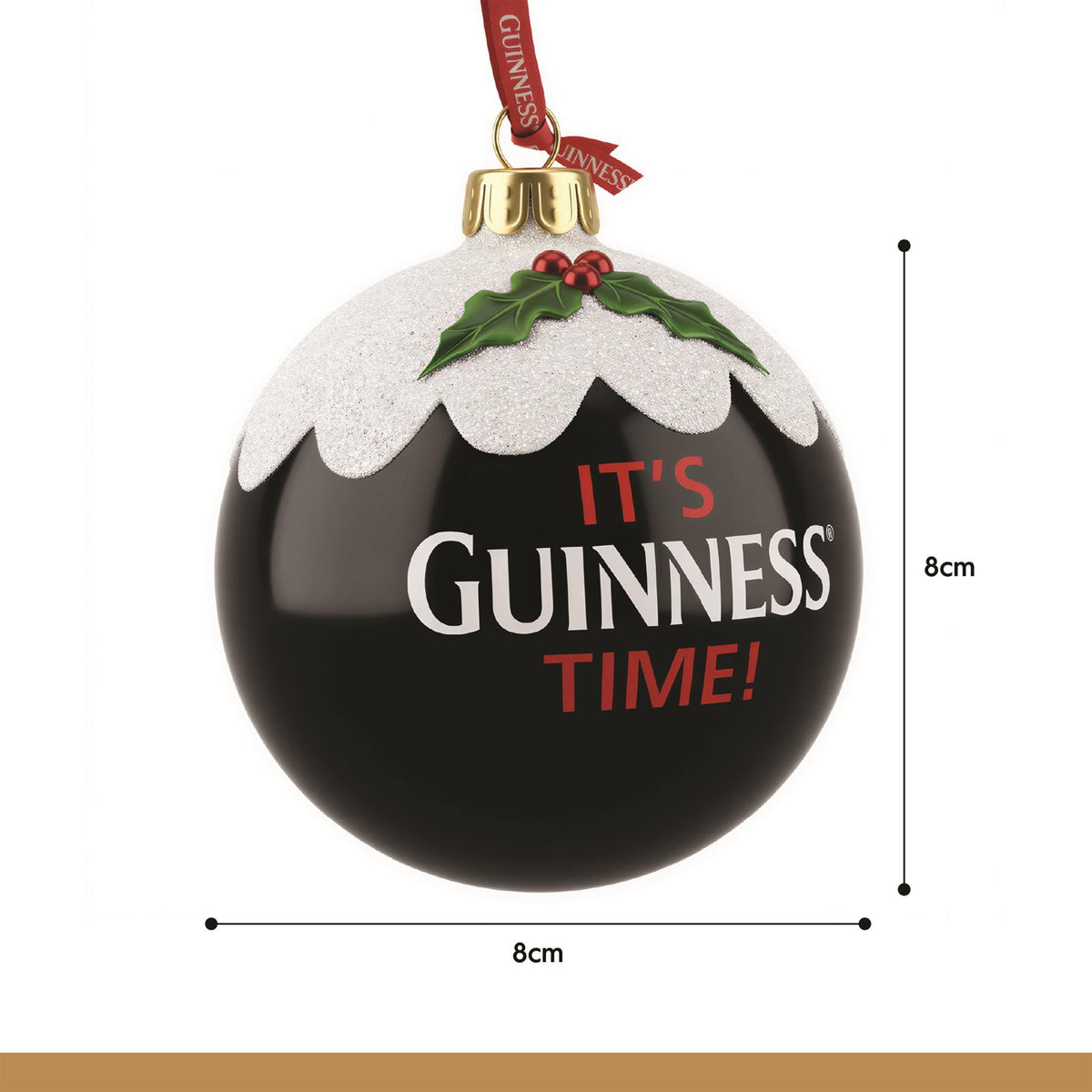 Guinness Tulip Pint Glass Christmas Bauble - 8cm - Black/Red