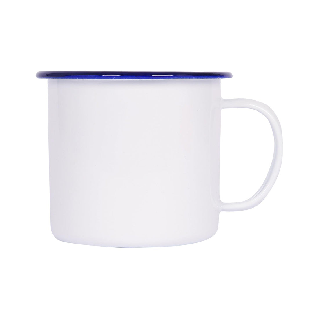 568ml White Enamel Mug - Blue