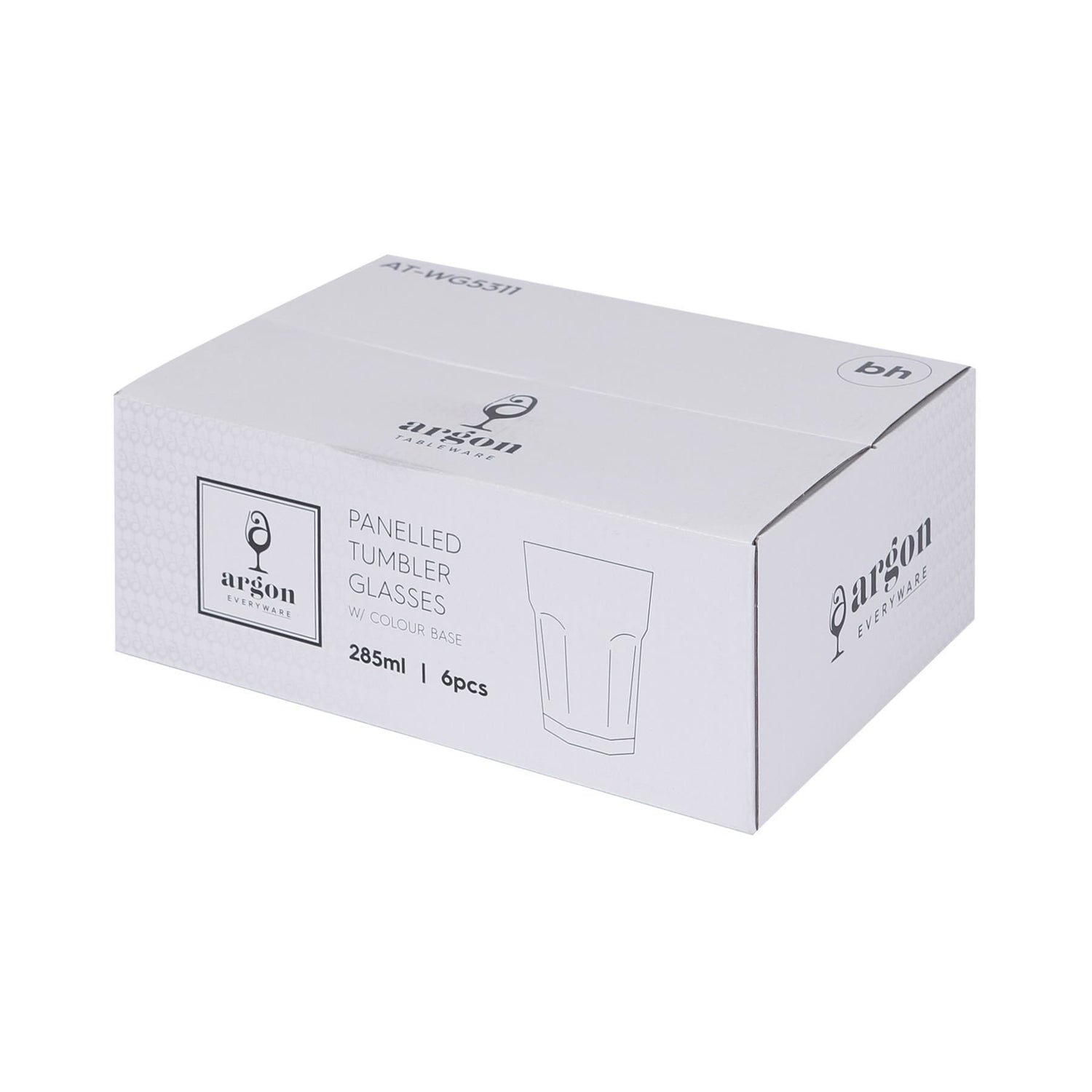 285ml Panelled Glass Tumbler with Coloured Base