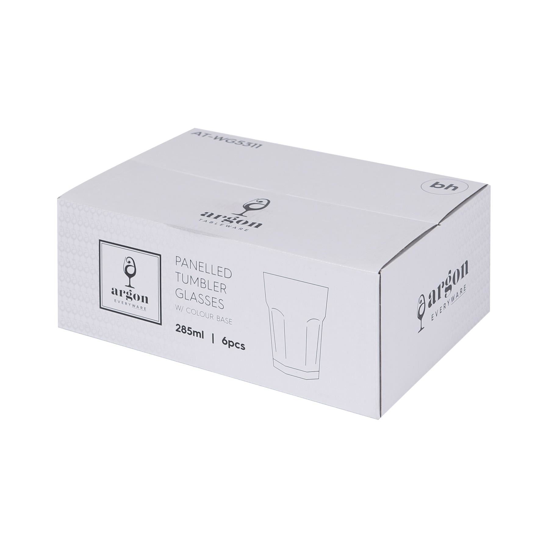 285ml Panelled Glass Tumbler with Coloured Base