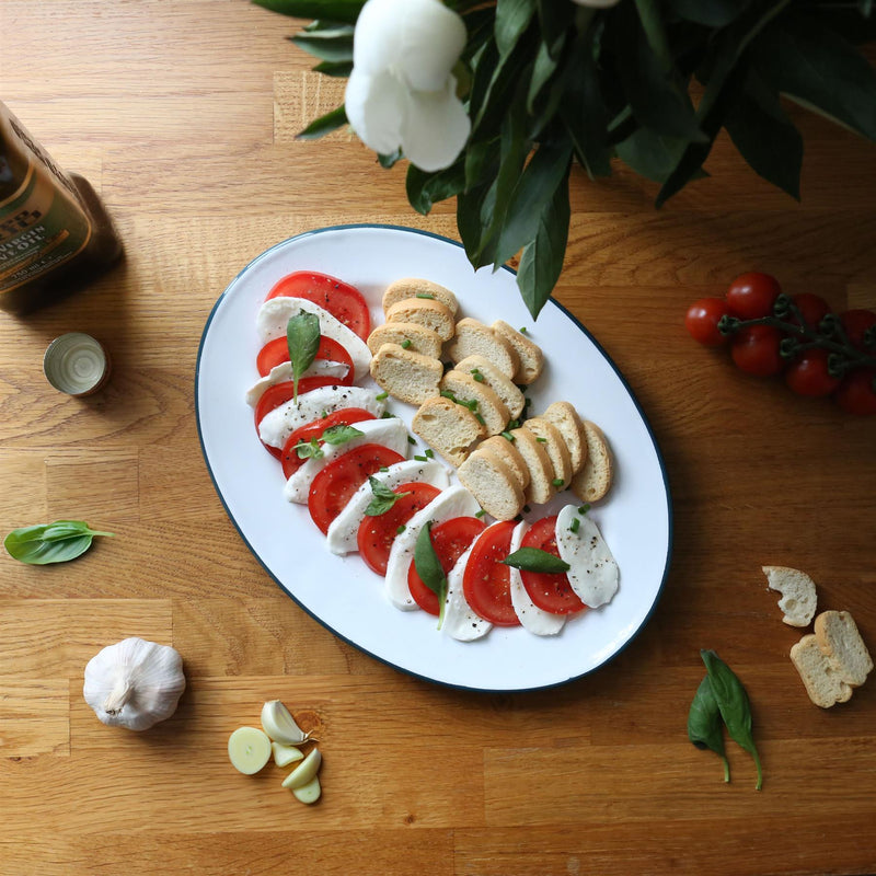 White Enamel Serving Platter - 30cm x 22cm - By Argon Tableware