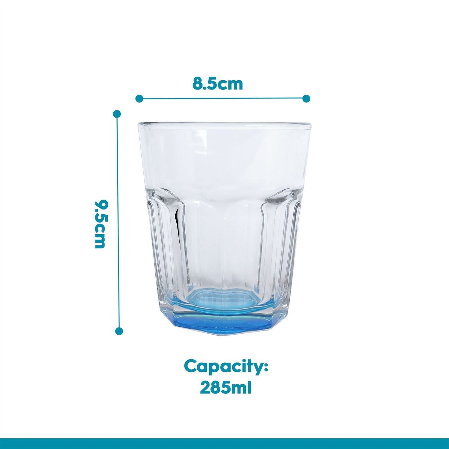 285ml Panelled Glass Tumbler with Coloured Base