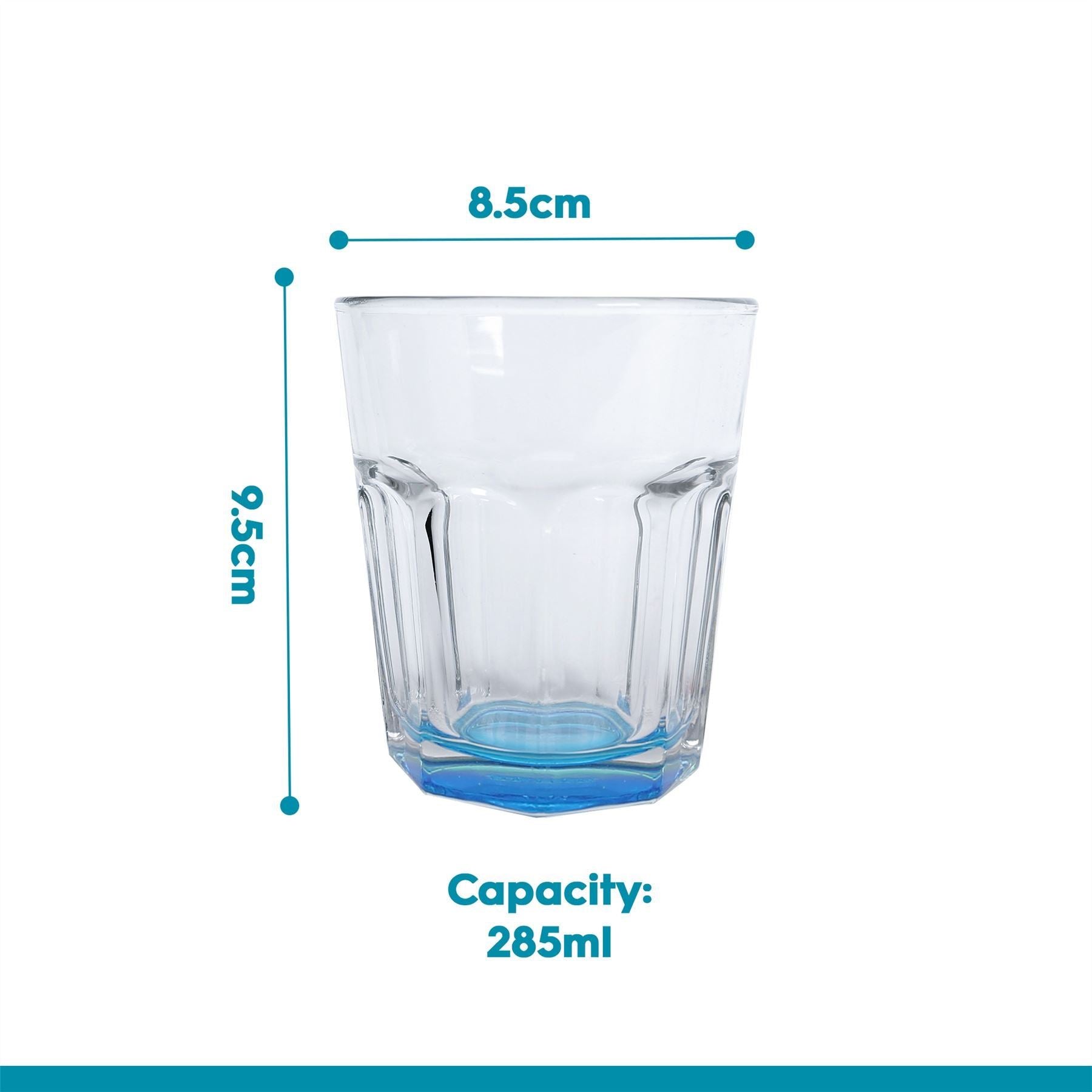285ml Panelled Glass Tumbler with Coloured Base