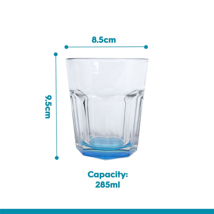 285ml Panelled Glass Tumbler with Coloured Base