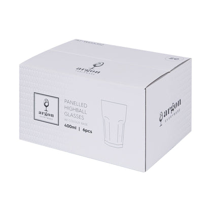 400ml Panelled Highball Glass with Coloured Base