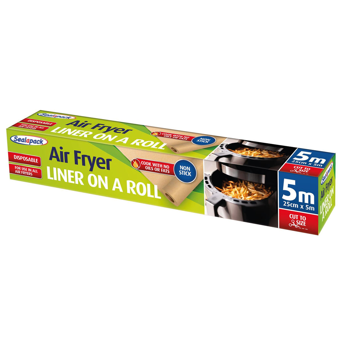 Disposable Air Fryer Liner Roll - 5M x 25cm - Brown - By Sealapack