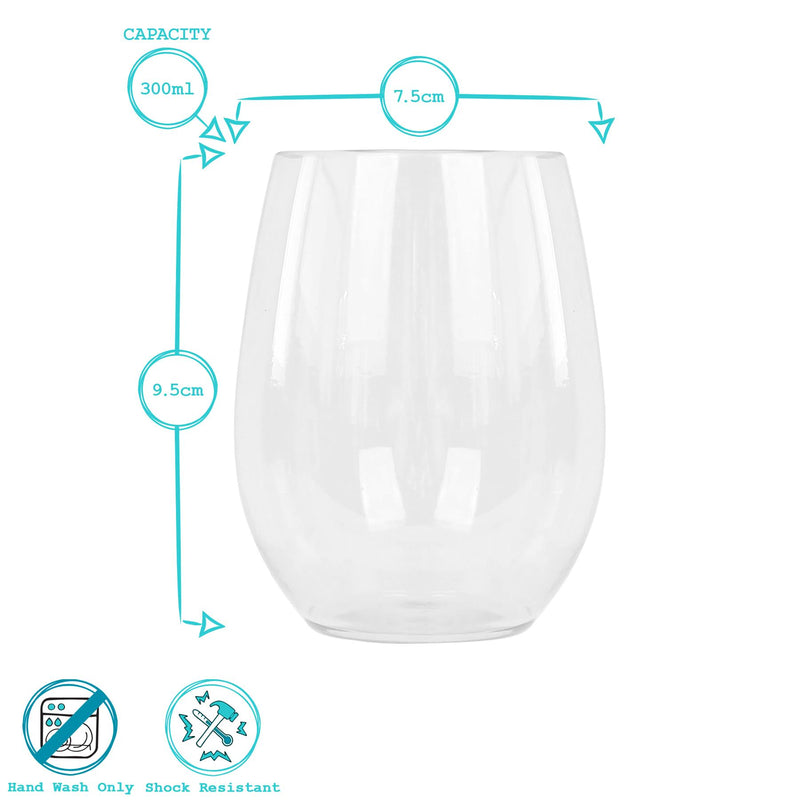 300ml Reusable Plastic Stemless Wine Glass - By Argon Tableware