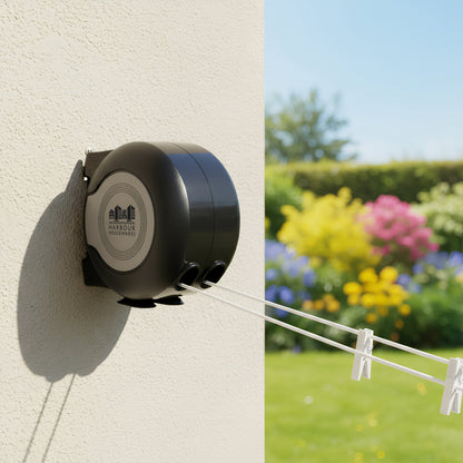 2 x 15M Retractable Dual Cord Washing Line - Black