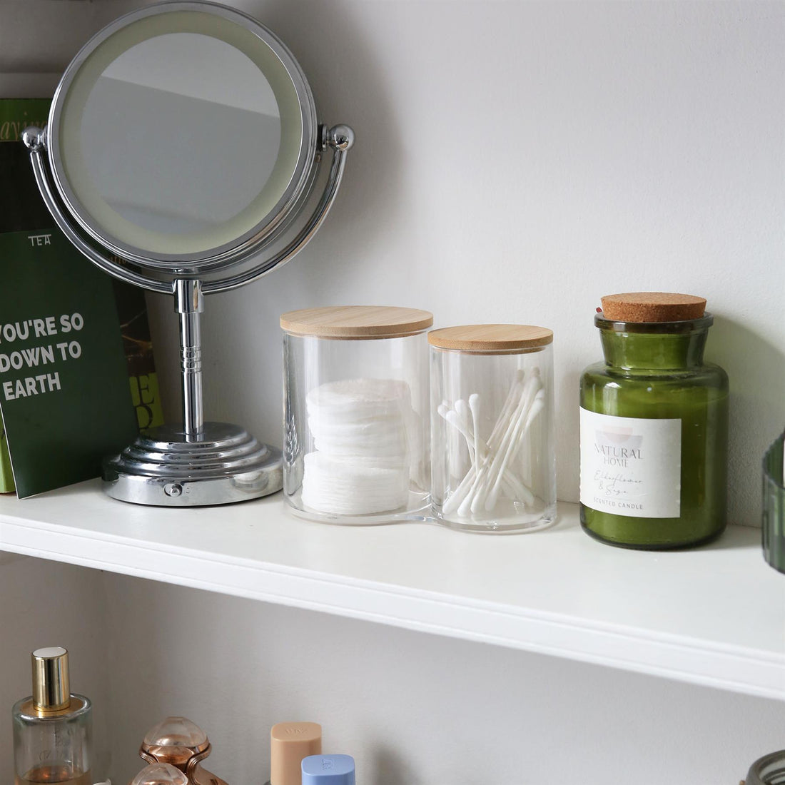 Twin Bathroom Canister with Bamboo Lid