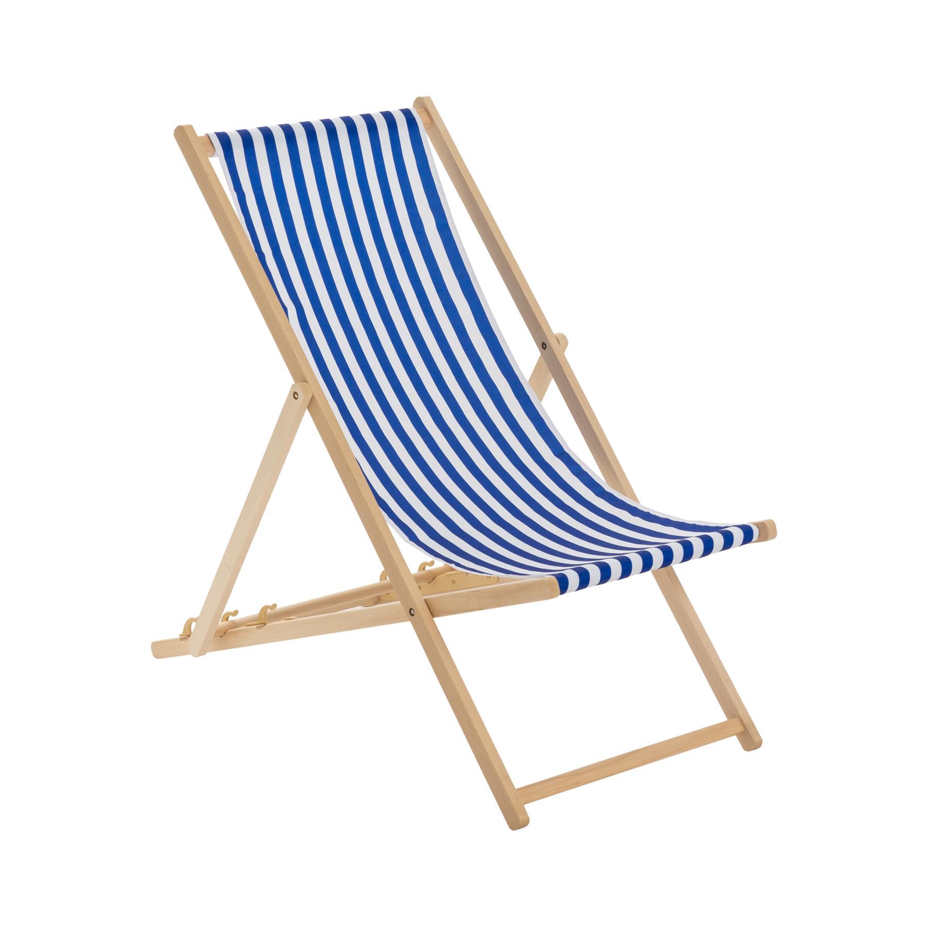 Harbour Housewares Garden Deck Chair Beach Style - Blue/White