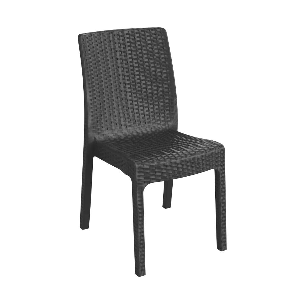 Nilufer Rattan Effect Garden Dining Chair - Anthracite