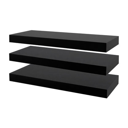 Wooden Floating Shelves - 40cm - Black - Pack of 3