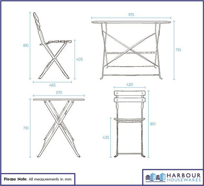 5 Piece Sussex Folding Patio Bistro Set - Navy