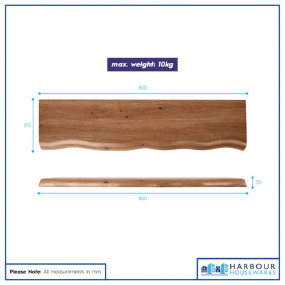 Wooden Live Edge Floating Shelf - 80cm - Walnut
