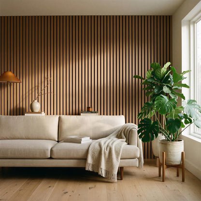 Wooden Acoustic Wall Panel - 120 x 60cm - Light Oak/Black