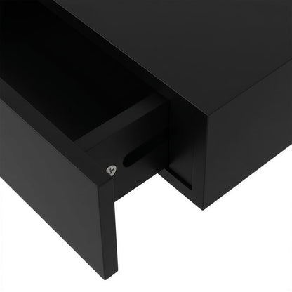 Wooden Floating Shelf with Drawer - 40cm - Black