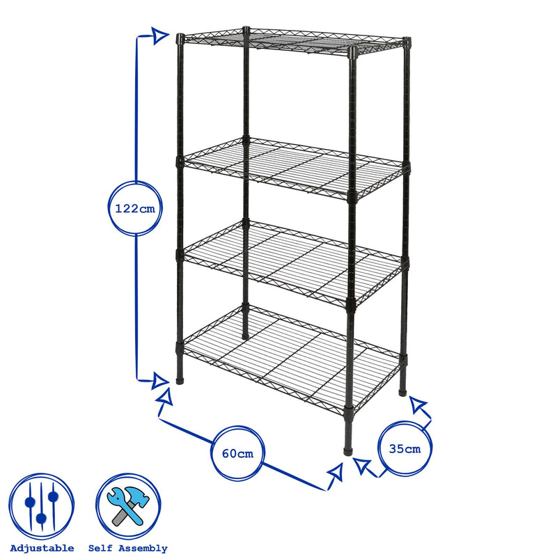 Adjustable Wire Shelving Unit - Black - By Harbour Housewares