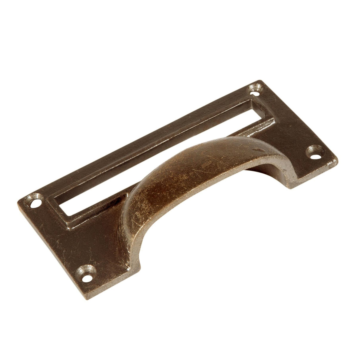 Filing Cabinet Drawer Pull with Card Frame - W100 x H50mm - Brass