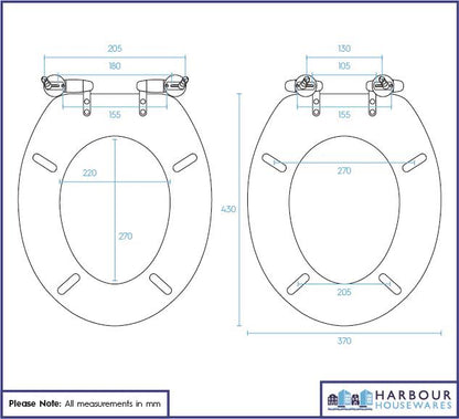 Wooden Soft Close Toilet Seat - Blue/Gold