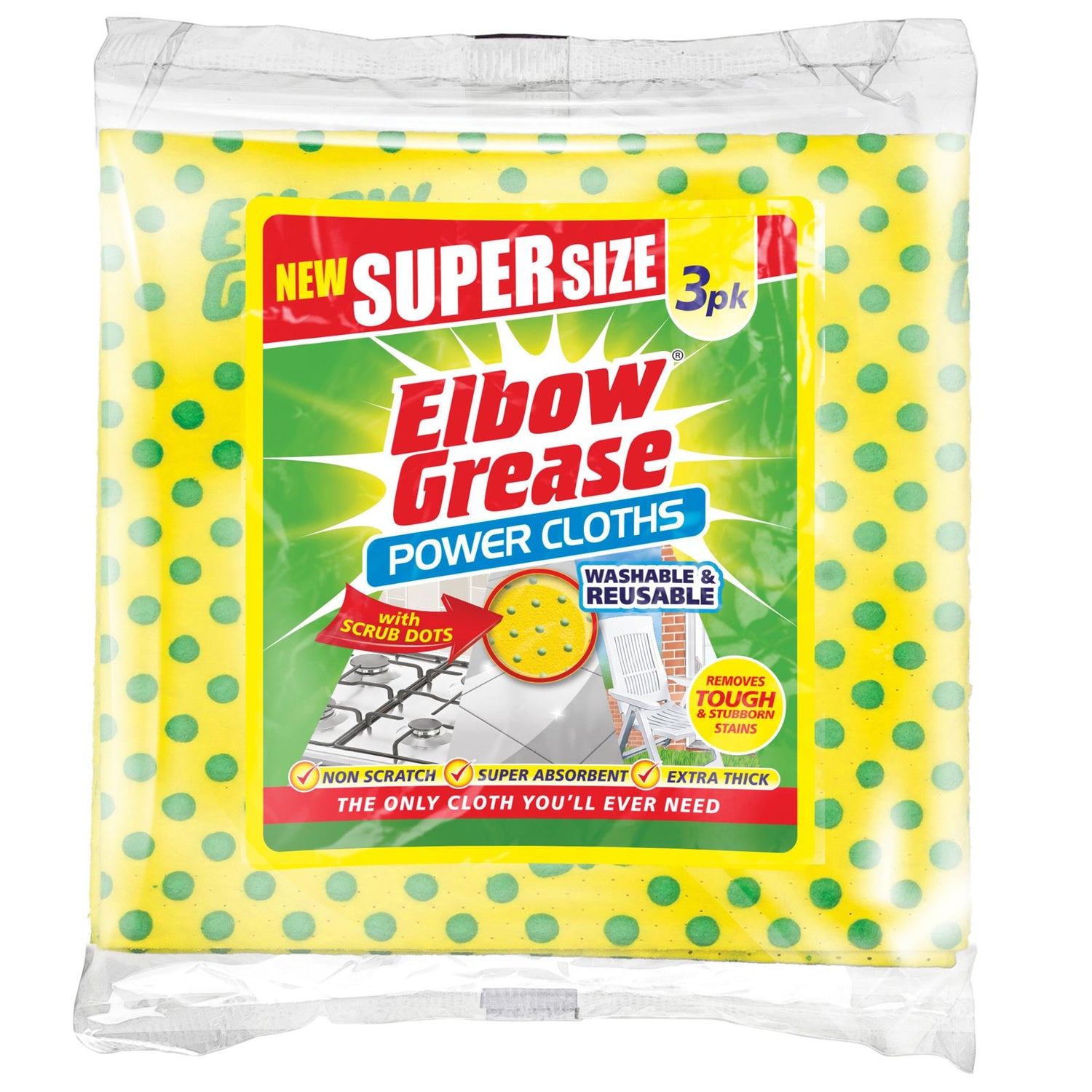 Supersize Microfibre Cleaning Cloths - Yellow - Pack of 3 - By Elbow Grease