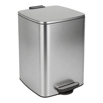 20L Square Stainless Steel Kitchen Pedal Bin - Brushed