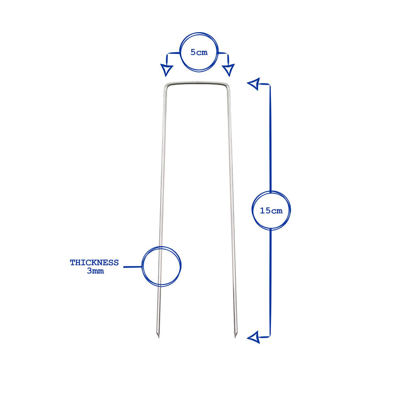 U-Shaped Weed Control Membrane Pegs - 6" (150mm) - By Harbour Housewares