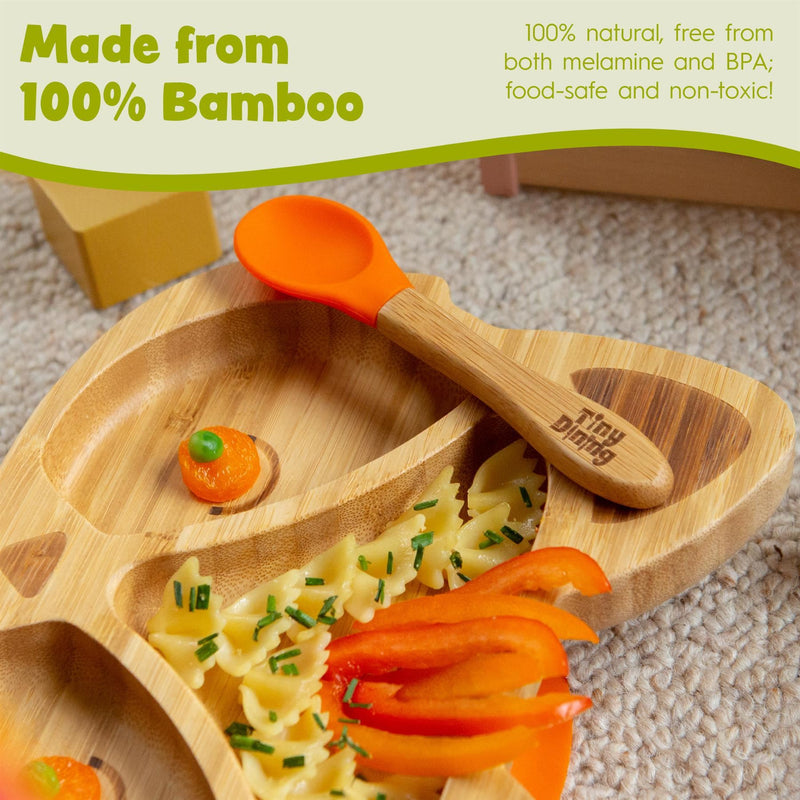 Beige Fox Bamboo Suction Plate - By Tiny Dining