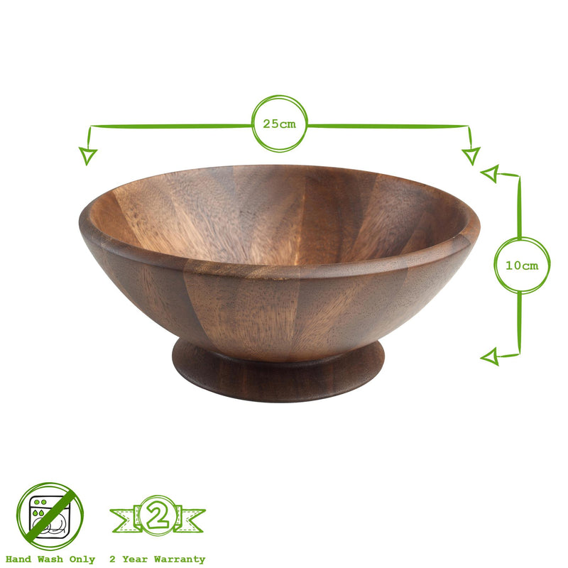 25cm Deco Wooden Serving Bowl - Brown - By T&G